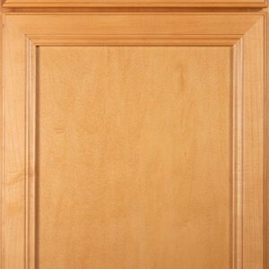 Elegant wooden cabinet door with detailed molding for kitchen design.