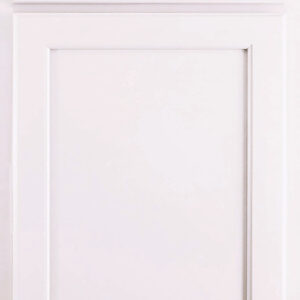 Elegant white kitchen cabinet door with clean lines and minimalist design.