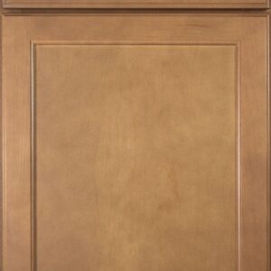 Elegant wooden cabinet door with a natural finish and detailed frame design.