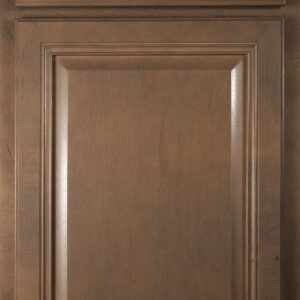 Beautiful wooden kitchen cabinet with detailed molding and finish.