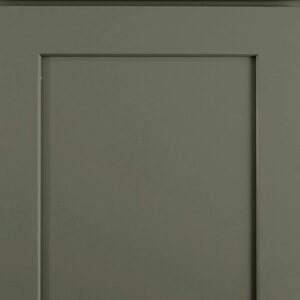 Modern green kitchen cabinet with clean lines and minimalist design.