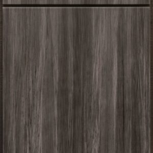 Dark wood kitchen cabinet with sleek design and vertical grain pattern.