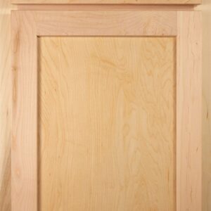 Unfinished wooden cabinet door for kitchen cabinetry in natural wood finish.