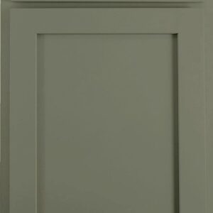 Elegant green kitchen cabinet with clean lines and minimalist design.